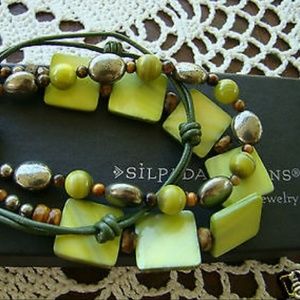 VINTAGE Silpada Mother of pearl and Pyrite Bracelet Set